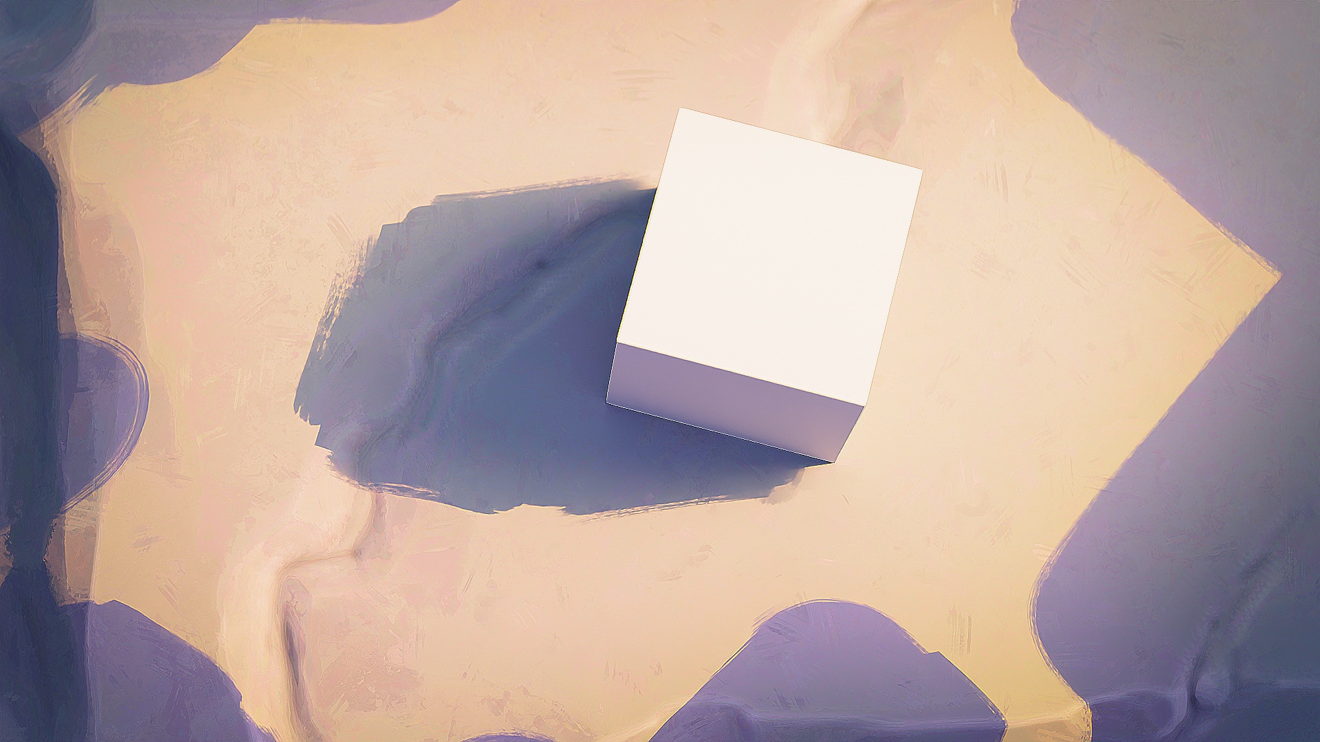 Render of a simple cube using the painterly shadow technique described here