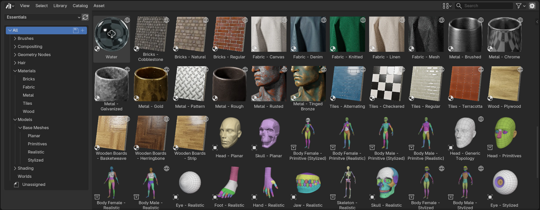 Essentials asset library