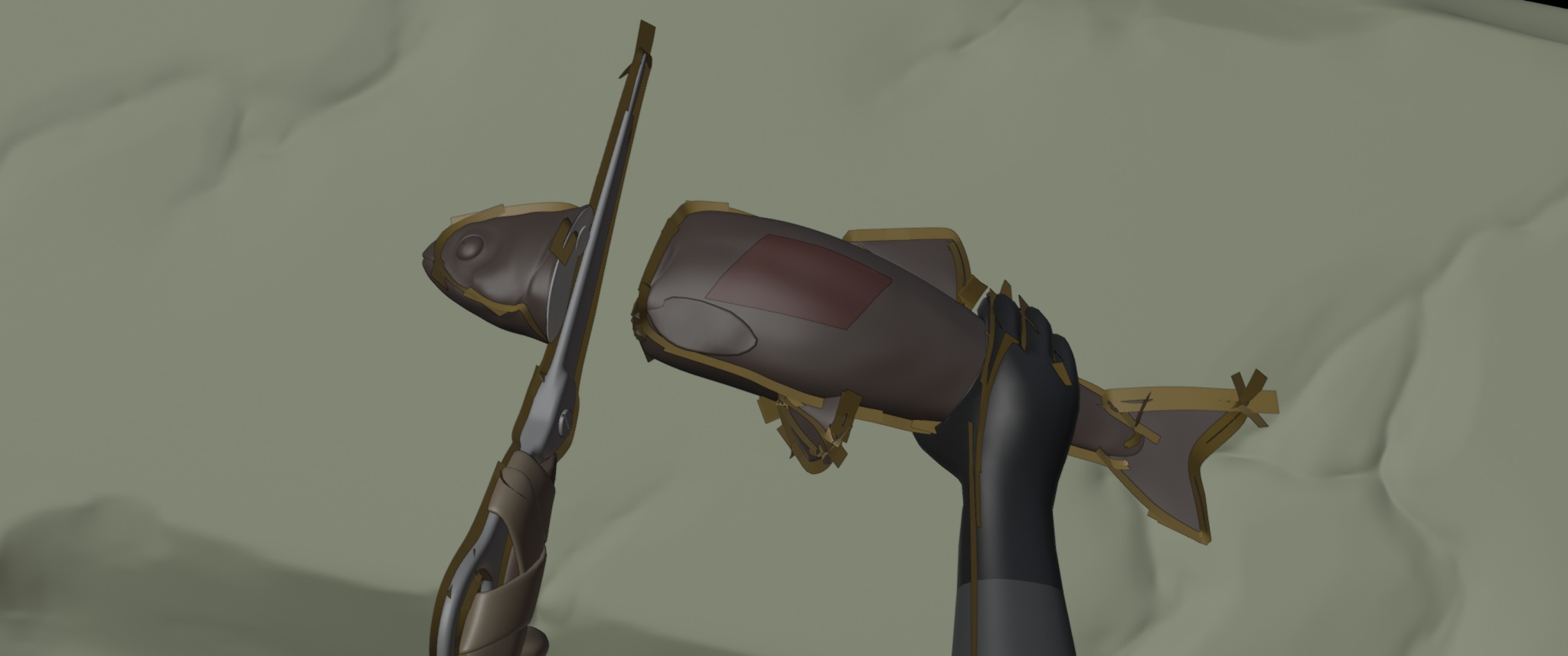 Viewport render of the brushstroke geometry casting the painterly shadows