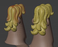Rex hair, back - retopo