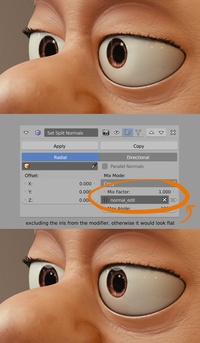 Eye shading trick: Split Normal modifier