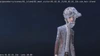 Victor's model turn with new hair sim