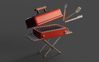 BBQ Grill with Utensils - Turntable