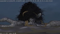 Franck pushes the branch, near-final animation