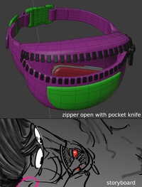 Ellie fannypack, open - retopo