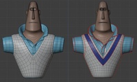 Rex shirt and vest, wip - retopo