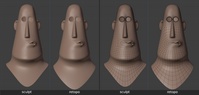Rex 'mouth_uu' shape key, front - retopo