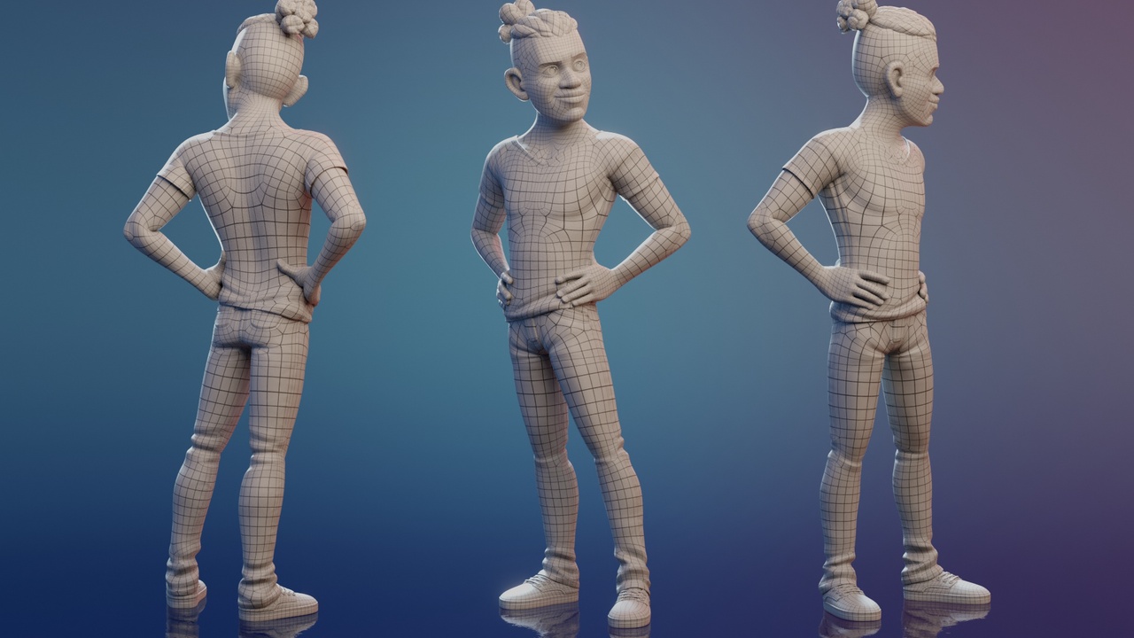 Snow - Turnaround (Wire) - Stylized Character Workflow - Blender Studio