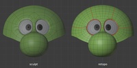 Elder Sprite head, front - retopo