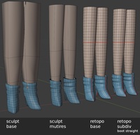 Victoria legs and boots - retopo