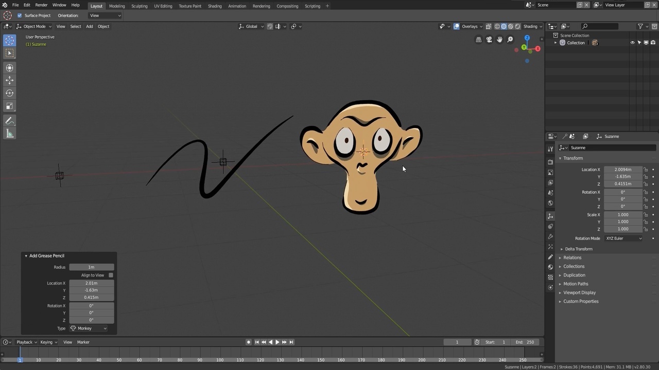 The New GPencil Object Object - Grease Pencil Fundamentals - Blender Studio