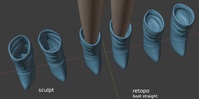 Victoria boots, top view - retopo