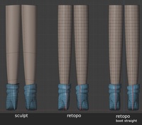 Victoria legs and boots, back view - retopo
