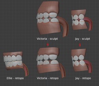 Tongues, side view - retopo