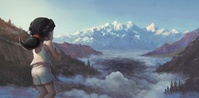 醒来时多云寒冷的风景