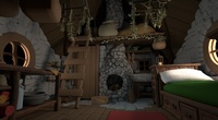 Hut Interior - More modeling & shading