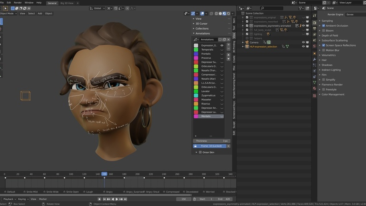 Rain - File 3: Expression Tests - Stylized Character Workflow - Blender ...