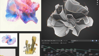 Coral variations - curve modeling with geo nodes