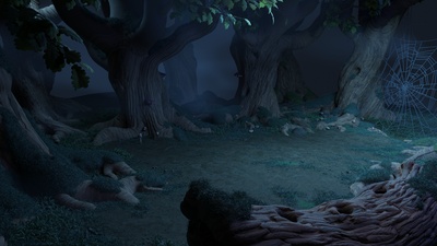 whack-a-mole set: more tree modeling and spiderweb