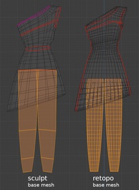 Victoria legs under dress - retopo
