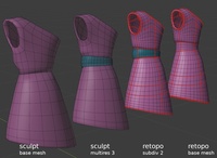 Victoria dress, 3q back - retopo